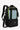 Angled front view of Sherpani's three-in-one bag, the Camden in St. Lucia. The bag is two-toned: the top half of the bag is aqua blue accented by a light green trim and the bottom half of the bag is black. A branded Sherpani keychain is clipped to the upper right corner. An elastic water bottle holder sits on either side of the bag. The bag has an adjustable/detachable crossbody strap, padded/adjustable backpack straps and short tote handles fixed at the top. #color_st-lucia