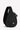 Angled front view of Sherpani's bag, the Esprit in Raven. The teardrop shaped bag is in black color. There is a small zipper pocket on the front of the bag, the main zipper compartment in the middle, and another zipper pocket towards the back of the bag. #color_raven