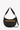 Angled front view of Sherpani's crossbody bag, the Mina in Chromatic. The half-moon silhouette bag is black  and has blue and yellow accents. The main zipper compartment features an easy-pull zipper. The bag include an adjustable crossbody strap and a fixed shorten shoulder strap. A branded Sherpani keychain is clipped to a fabric loop on the top right corner. #color_chromatic