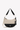 Flat front view of Sherpani's crossbody bag, the Mina in Con Leche. The bag is two-toned in black and beige. The main zipper compartment features an easy-pull zipper accented in white. The bag include an adjustable crossbody strap and a fixed shorten shoulder strap. A branded Sherpani keychain is clipped to a fabric loop on the top right corner. #color_con-leche
