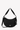Flat front view of Sherpani's crossbody bag, the Mina in Raven. The half-moon silhouette bag is in black color. The main zipper compartment features an easy-pull zipper. The bag include an adjustable crossbody strap and a fixed shorten shoulder strap. A branded Sherpani keychain is clipped to a fabric loop on the top right corner. #color_raven
