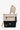 Flat front view of Sherpani's crossbody, the Sadie in Con Leche. The bag is two-toned in black and beige. It features two exterior zipper pockets on the front panel with easy-pull zippers. A Sherpani branded keychain is attached to a fabric loop in the upper right corner. It has an adjustable crossbody strap. #color_con-leche