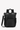 Flat front view of Sherpani Anti-Theft bag, the Soleil AT in Carbon. The bag features a solid black design. There are external pouches on the front of the bag. The bag features an adjustable crossbody strap. #color_carbon-metal