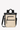 Flat front view of Sherpani Anti-Theft bag, the Soleil AT in Straw. The bag features a beige front panel with black accents. There are external pouches on the front of the bag. The bag features an adjustable crossbody strap. #color_straw-metal