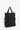 Angled front view of Sherpani Anti-Theft bag, the Tempest AT in Carbon. The bag features a solid black design. This Anti-Theft reversible tote includes security features for safe travels and an adjustable backpack strap that can convert the Tempest to a left-handed design. #color_carbon-metal
