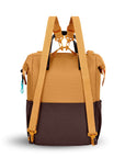 Back view of Sherpani three-in-one bag, the Dispatch in Sundial. The detachable straps are shown in the backpack style.