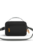 Back view of Sherpani belt bag, the Hyk. The back features a hidden pocket that is a secret spot to stash your passport.