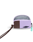 Top view of Sherpani travel accessory the Jolie in Lavender, in small size. The pouch is unzipped to reveal a light gray interior.