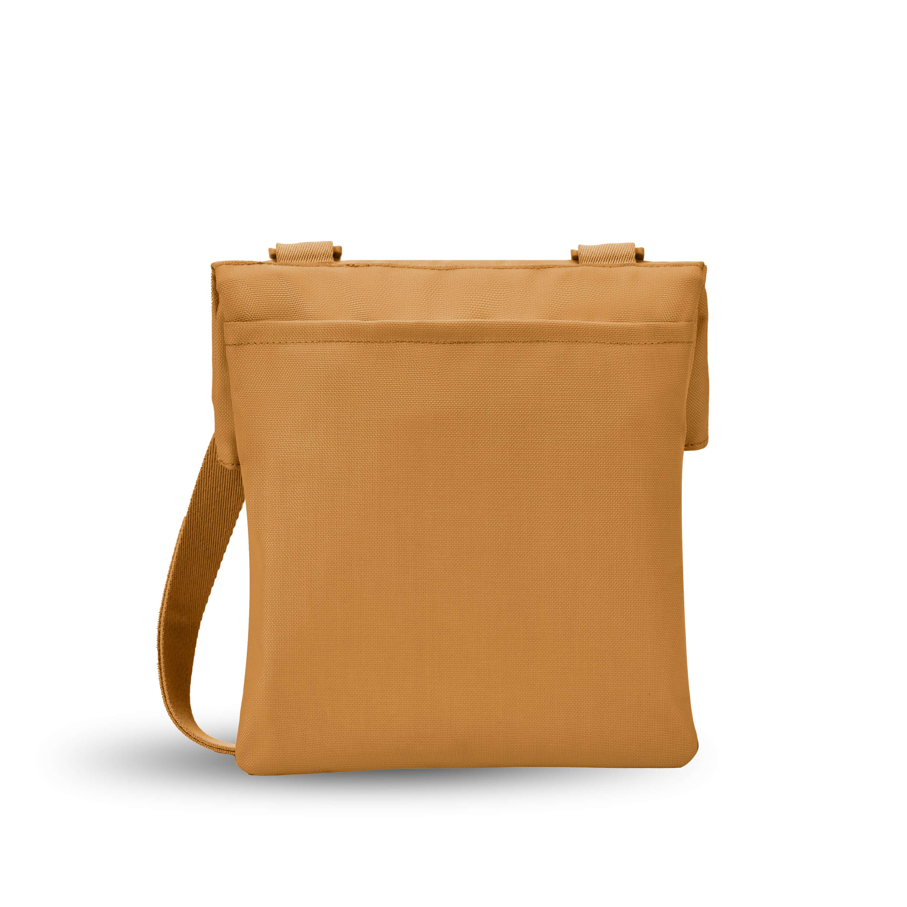 Back view of Sherpani crossbody, the Pica in Sundial. The back of the bag features an external pouch. 