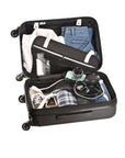 Blue Crushproof Carryon Luggage (with stuff) made with ultra lightweight materials