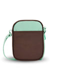 Back view of Sherpani crossbody, the Rogue in Seagreen. The back features an external pouch.
