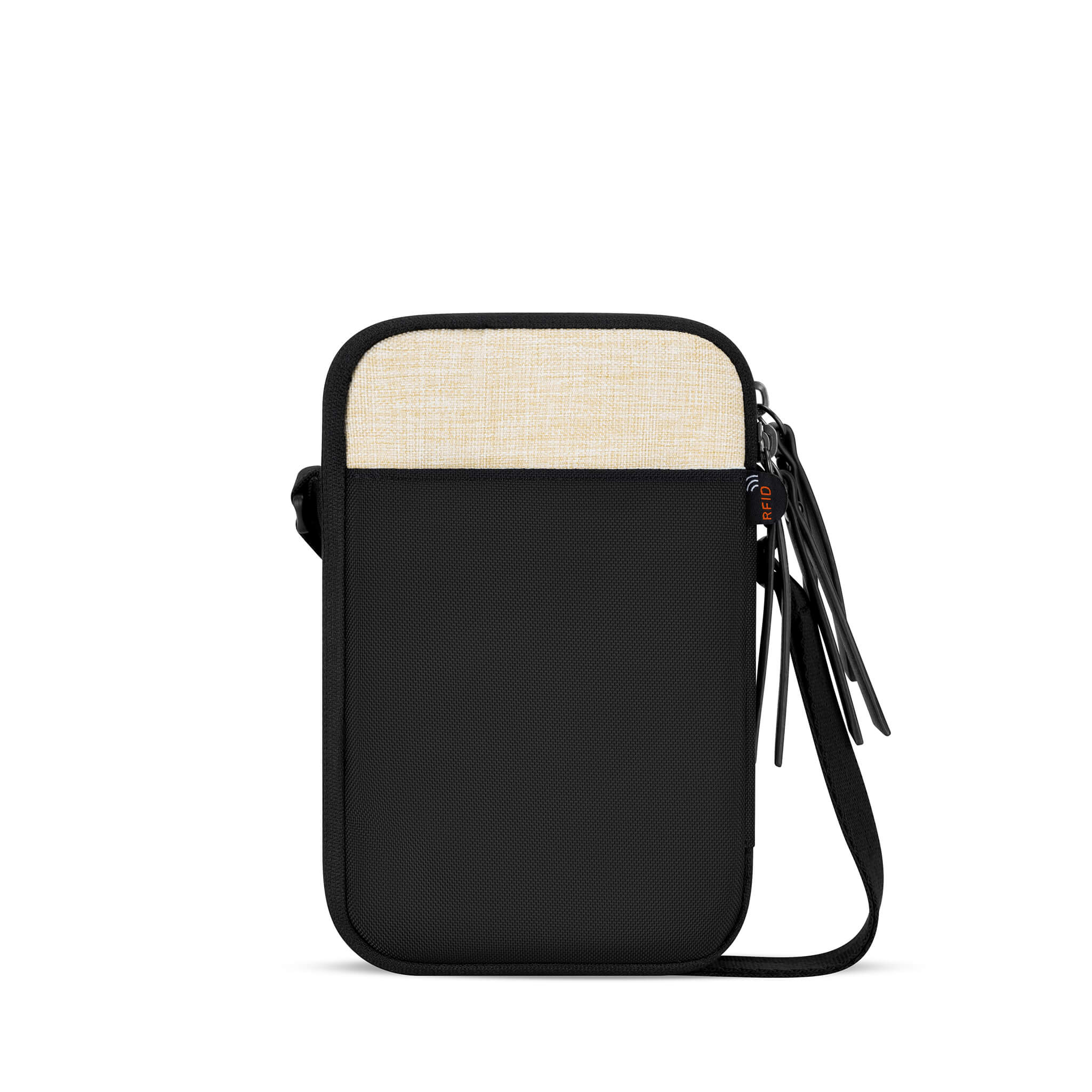 Back view of Sherpani wallet purse, the simplicity in Straw. The stylish design is complete with RFID protection and a tassel zipper pull. 
