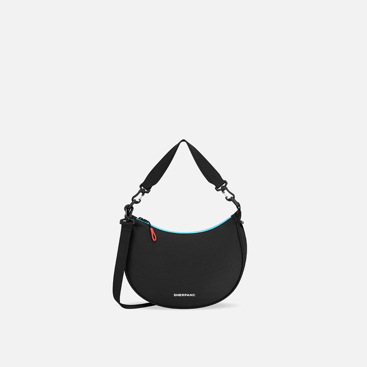 Chromatic Black Medium Crescent Crossbody Bag| Sherpani Mina