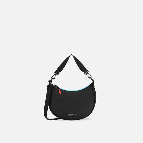 Chromatic Black Medium Crescent Crossbody Bag| Sherpani Mina