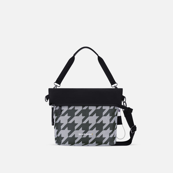 Houndstooth Anti-Theft Reversible Crossbody Tote| Sherpani Vale AT